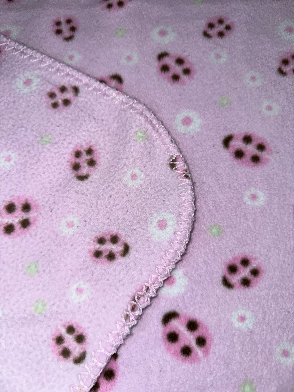 Just Born Pink Ladybug Baby Blanket HTF Soft Fleece Flower Security Lovey